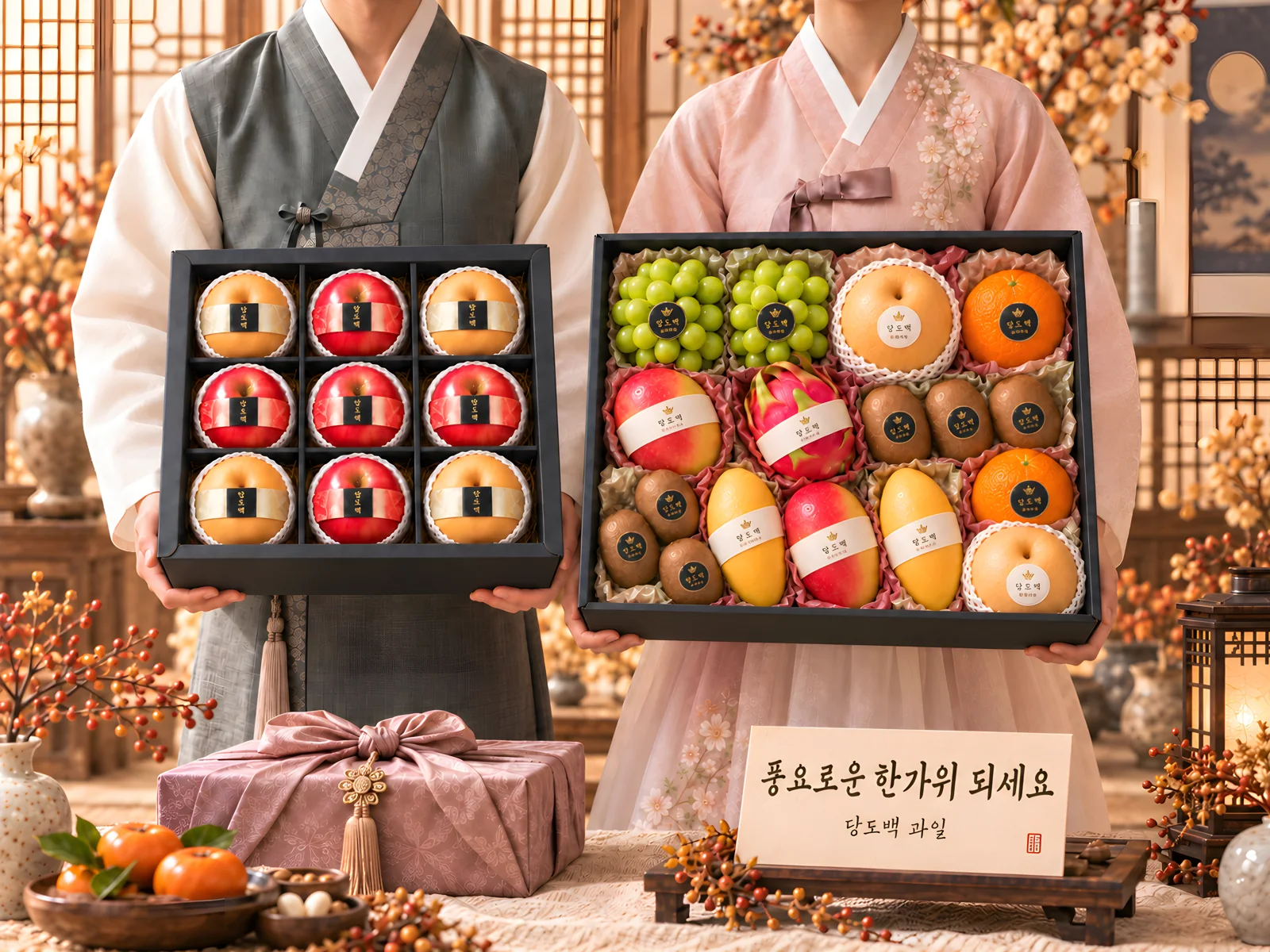 선물상자를 건네는 장면